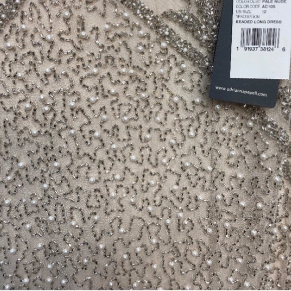 Adrianna Papell fully beaded pearl sleeveless long dress - Picture 4 of 4